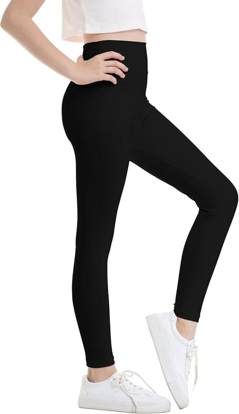 Unbranded Girls Solid Black Stretch Leggings Youth Size Small-Medium